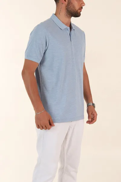 Bebe Mavisi Kırçıllı Regular Fit Basic Polo Yaka Erkek Tişört 372080