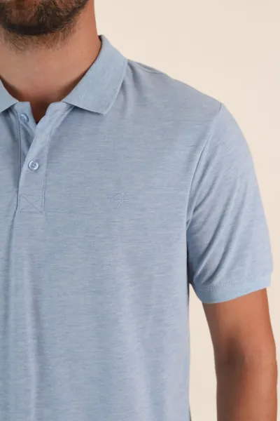 Bebe Mavisi Kırçıllı Regular Fit Basic Polo Yaka Erkek Tişört 372080