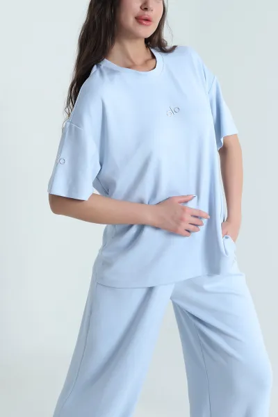 Bebe Mavisi Kısa Kollu Oysho Kadın İkili Takım 464078