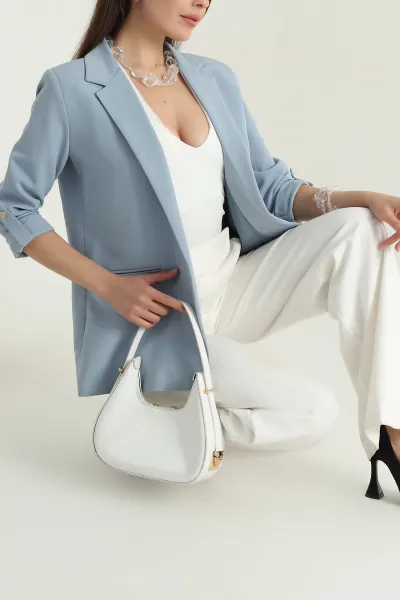 Bebe Mavisi Kol Bağlamalı Astarlı Kadın Ceket -T 386937