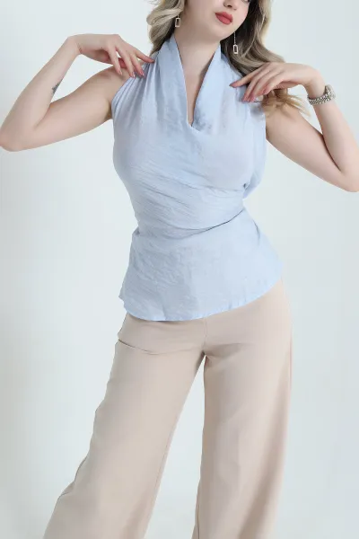 Bebe Mavisi Kolsuz Bağlamalı Tensel Aerobin Kadın Bluz 466735