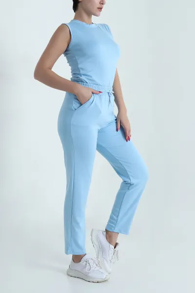 Bebe Mavisi Kolsuz Bisiklet Yaka Modal Kadın İkili Takım 479527