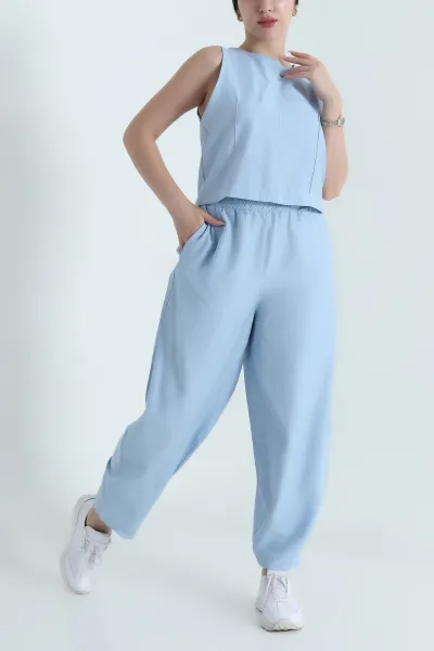 Bebe Mavisi Kolsuz Flam Keten Kadın İkili Takım 469610