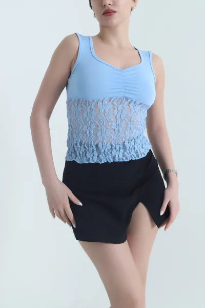 Bebe Mavisi Kolsuz Scuba Kadın Bluz 442923