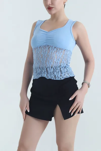 Bebe Mavisi Kolsuz Scuba Kadın Bluz 442923