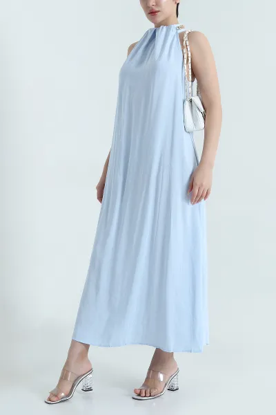 Bebe Mavisi Kolyeli Tensel Modal Kadın Elbise 469767