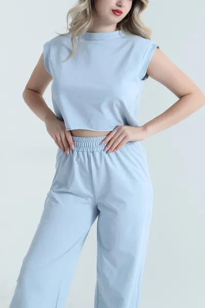 Bebe Mavisi Kristal Bel Lastikli Kadın İkili Takım 465945