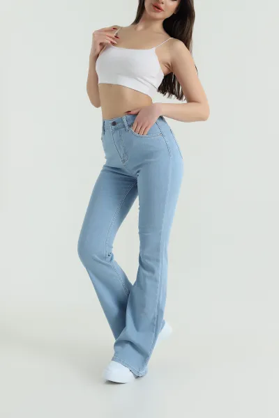 Bebe Mavisi Likralı İspanyol Paça Kadın Kot Pantolon 422575