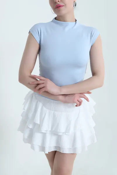 Bebe Mavisi Likralı Kolsuz Modal Kadın Bluz 452507
