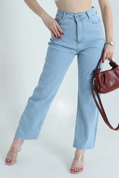 Bebe Mavisi Likralı Lazer Paça Kadın Kot Pantolon 472030