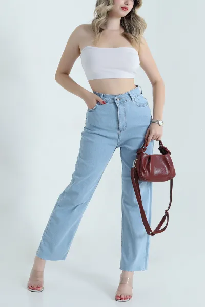 Bebe Mavisi Likralı Lazer Paça Kadın Kot Pantolon 472030