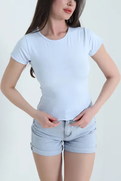 Bebe Mavisi Likralı Scuba Kadın Bluz 454566