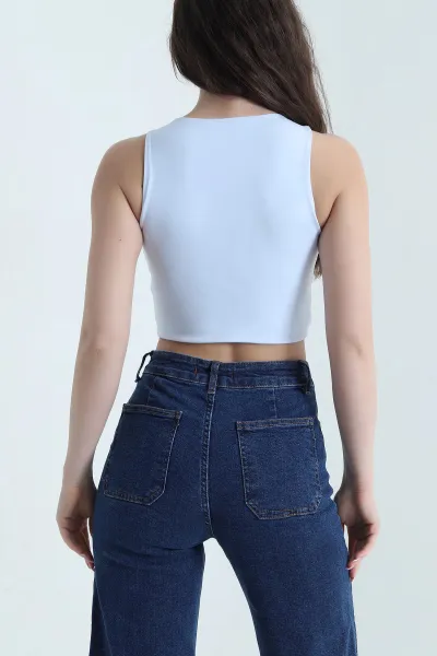 Bebe Mavisi Likralı Scuba Kadın Crop 453804