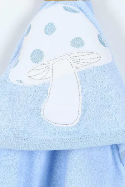 Bebe Mavisi Mantar Nakışlı Çift Katlı Erkek Bebek Silgi Havlu 375520