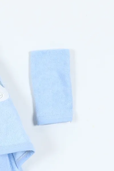 Bebe Mavisi Mantar Nakışlı Çift Katlı Erkek Bebek Silgi Havlu 375520
