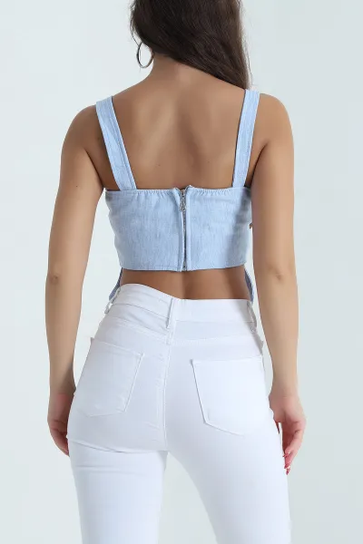Bebe Mavisi Marsilya Keten Kadın Bluz 474377