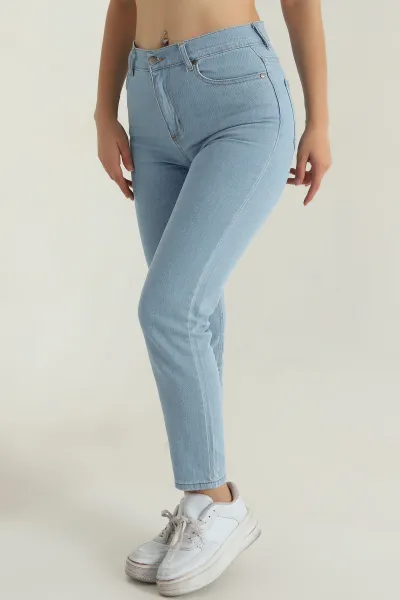 Bebe Mavisi Mom Likralı Kadın Kot Pantolon 409035