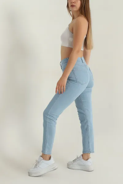 Bebe Mavisi Mom Likralı Kadın Kot Pantolon 409035