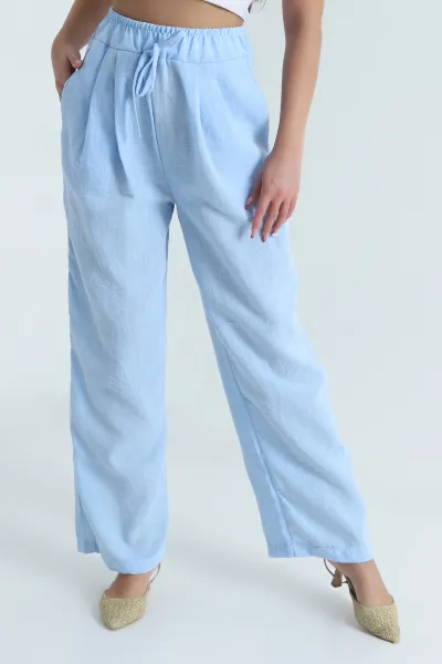 Bebe Mavisi Müslin Keten Kadın Pantolon 478052