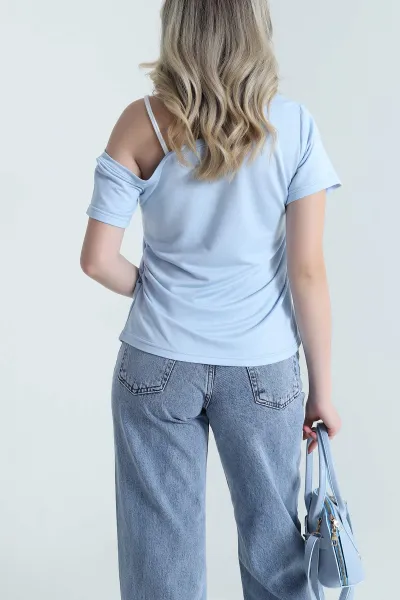 Bebe Mavisi Nakışlı İki İp Kadın Bluz 464550