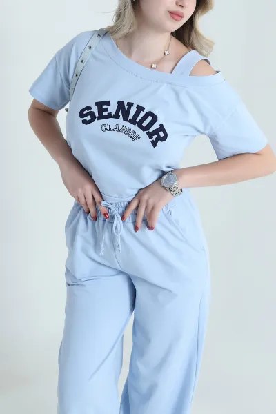 Bebe Mavisi Nakışlı Kadın İkil Takım 464544