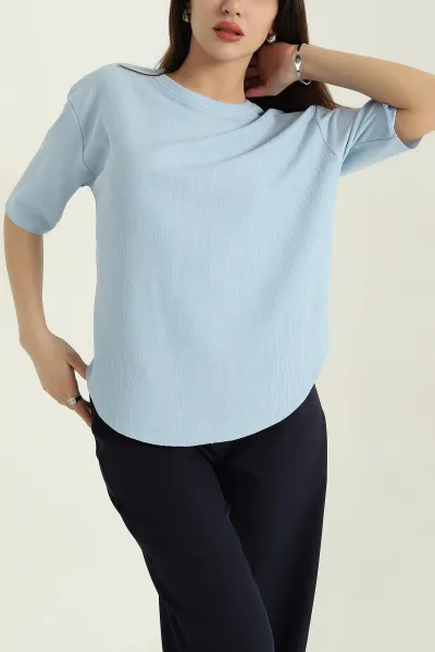 Bebe Mavisi Oval Kesim Kadın Bluz 347099
