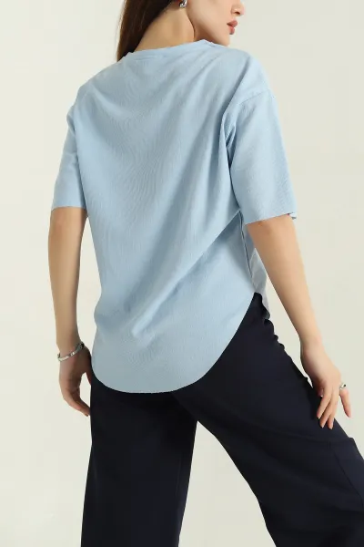 Bebe Mavisi Oval Kesim Kadın Bluz 347099