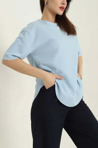 Bebe Mavisi Oval Kesim Kadın Bluz 347099