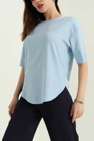 Bebe Mavisi Oval Kesim Kadın Bluz 347099