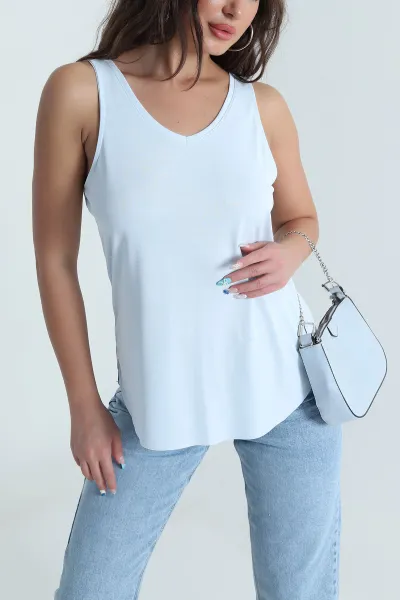 Bebe Mavisi Oval Kesim Modal Kadın Atlet 482085