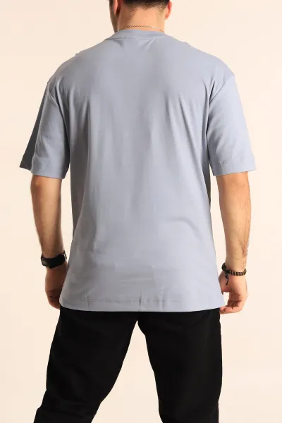 Bebe Mavisi Oversize Cep Detaylı Erkek Tişört 253323
