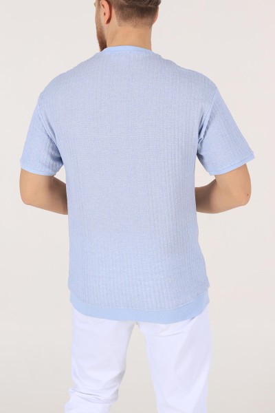 Bebe Mavisi Oversize Kolları Lastikli Erkek Tişört 174388