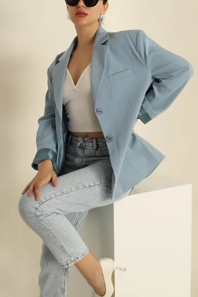 Bebe Mavisi Oversize Poliviskon Blazer Ceket 268060