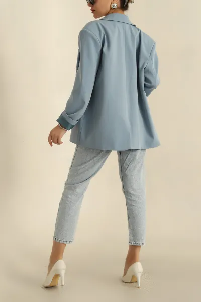 Bebe Mavisi Oversize Poliviskon Blazer Ceket 268060