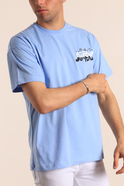 Bebe Mavisi Oversize Sea Surfers Sırt Kabartmalı Erkek Tişört 184269