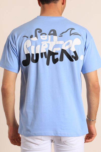 Bebe Mavisi Oversize Sea Surfers Sırt Kabartmalı Erkek Tişört 184269