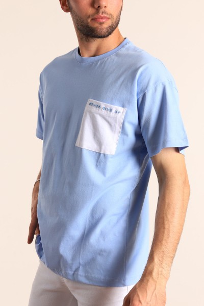 Bebe Mavisi Oversize Yazı Baskılı Cep Detay 186626