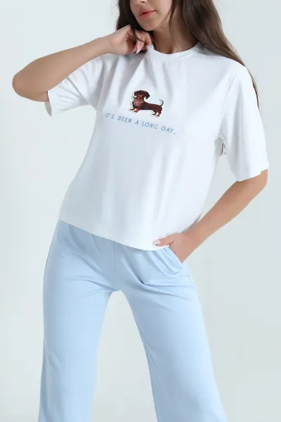 Bebe Mavisi Oysho Kumaş Gofreli Kadın İkili Takım 467076