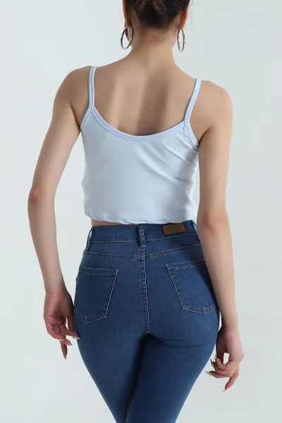 Bebe Mavisi Palmiye İp Askılı Kadın Crop 379579