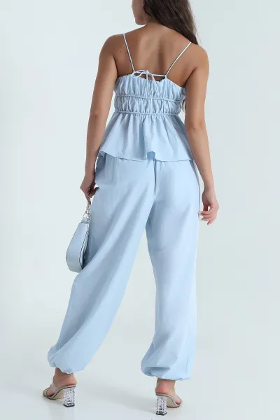 Bebe Mavisi Pantolon Bluz Balıksırtı Soft Poplin İkili Takım 471268