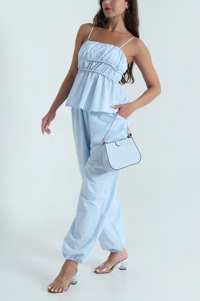Bebe Mavisi Pantolon Bluz Balıksırtı Soft Poplin İkili Takım 471268
