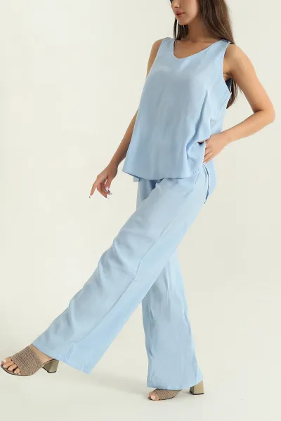 Bebe Mavisi Pantolon Bluz Modal Kadın İkili Takım 367587