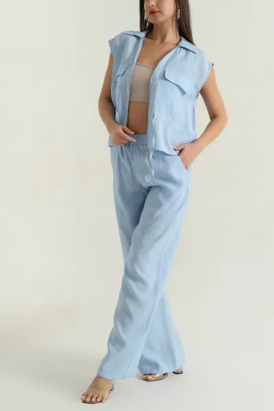 Bebe Mavisi Pantolon Yelek Tensel Kadın İkili Takım 377853