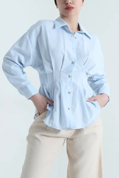 bebe-mavisi-pileli-poplin-kadin-gomlek-447512