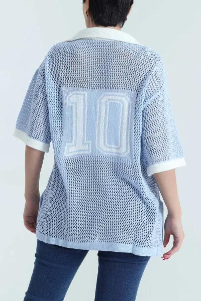 Bebe Mavisi Polo Yaka Ajurlu Triko 477714