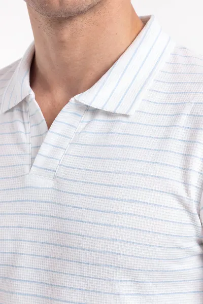 Bebe Mavisi Polo Yaka Çizgi Detaylı Erkek Tişört 471955