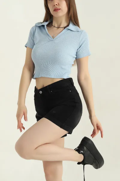 Bebe Mavisi Polo Yaka Fitilli Bluz 357930