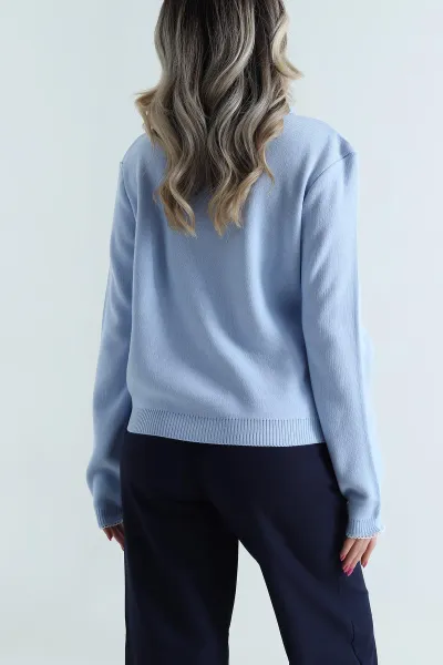 Bebe Mavisi Polo Yaka Triko Kadın Kazak 483702