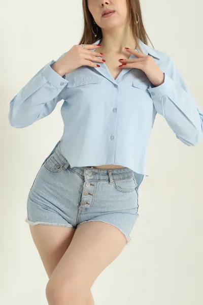 bebe-mavisi-poplin-bayan-crop-gomlek-336966
