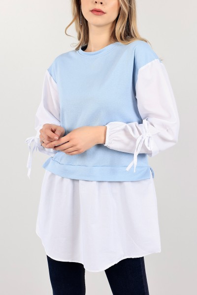 Bebe Mavisi Poplin Garnili İki İp Tunik 109852